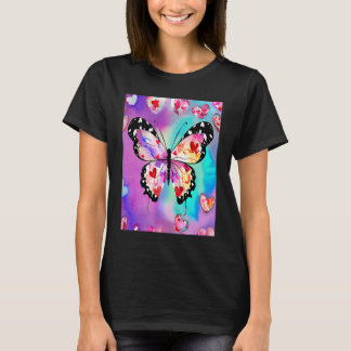 バレンタインデー ラブ ハート 蝶 ガールフレンド フィ Tシャツ