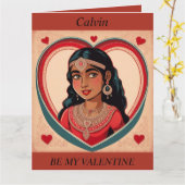 バレンタインデー レトロ アジアの女の子が折り畳むカード カード (黄色い花)