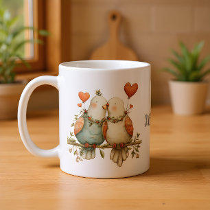 バレンタインデー ロマンチックな愛の鳥 コーヒーマグカップ