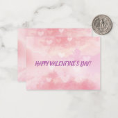 バレンタインデー ロマンチック ピンク ハート ノートカード (正面/裏面インサイチュ)