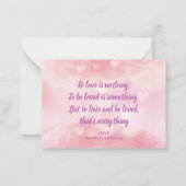 バレンタインデー ロマンチック ピンク ハート ノートカード (裏面)