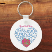 バレンタインデー ロマンチック ローズ ハートの掃き出し カスタム キーホルダー (正面)