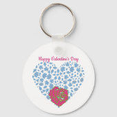 バレンタインデー ロマンチック ローズ ハートの掃き出し カスタム キーホルダー (裏面)