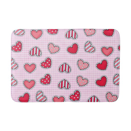 バレンタインデー ロマンティック レッドハートの思い出 バスマット (正面)