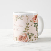 バレンタインデー、恋しい？、ピンクの愛のハート ジャンボコーヒーマグカップ (正面右)