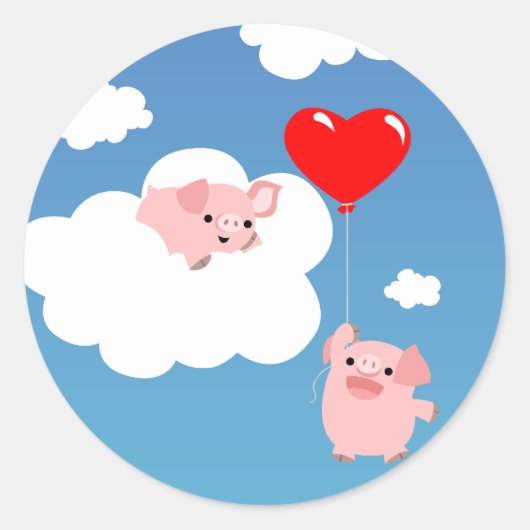 バレンタインデー:愛の翼のステッカー ラウンドシール (正面)