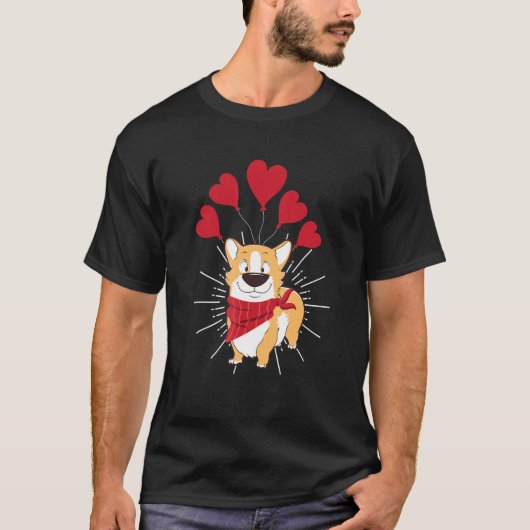 バレンタインデー 愛犬家 かわいい コーギー 子犬 アニマルC Tシャツ (正面)