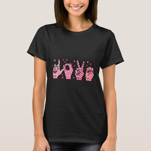 バレンタインデー 手話 特別教育 Tシャツ (正面)