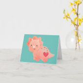 バレンタインデー 水彩恐竜＆ハート カード (黄色い花)