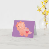 バレンタインデー 水彩恐竜＆ハート カード (黄色い花)