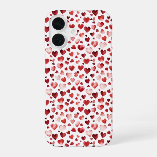 バレンタインデー 水彩 赤いハート iPhone 16ケース (裏面)