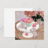 バレンタインデー：猫たち、ハート型クッキーと花 シーズンカード (正面/裏面)