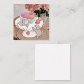 バレンタインデー：猫、ハート型クッキー＆花 ノートカード (正面/裏面)