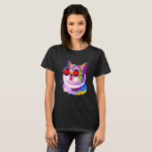 バレンタインデー 猫 ハート かわいい Tシャツ (正面フル)