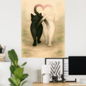 バレンタインデー 猫 水彩 ヴィンテージ ポスター (ホームオフィス)