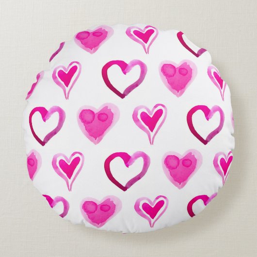 バレンタインデー、甘いハート ラウンドクッション (正面)