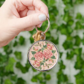 バレンタインデー、美しいピンクのバラの花 キーホルダー (手)