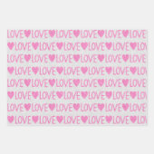 バレンタインデー 誕生日 ピンク 白 グリッター ハート ラッピングペーパーシート (正面)