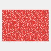 バレンタインデー – 赤いオープンハートランダムパターン ラッピングペーパーシート (正面2)