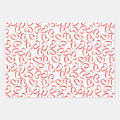 バレンタインデー – 赤いオープンハートランダムパターン ラッピングペーパーシート (正面)