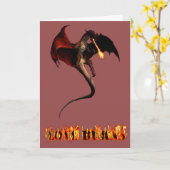 バレンタインデー 赤いドラゴン 愛の炎 カード (黄色い花)