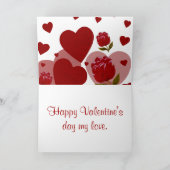 バレンタインデー、赤いハートと赤いバラ シーズンカード (内部)