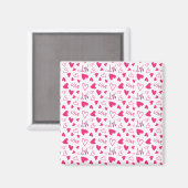 バレンタインデー 赤いハートのプレゼント マグネット (正面/裏面)