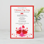 バレンタインデー 赤いハートのホリデーパーティー   招待状 (スタンド正面)