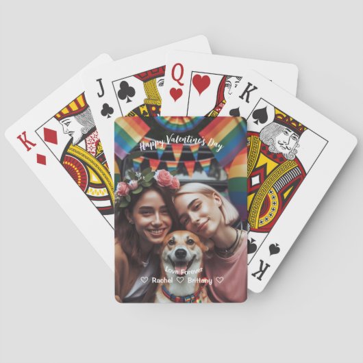 バレンタインデー | 赤いハートレズカスタムビア写真 トランプ (裏面)