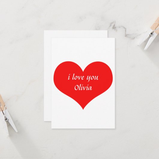 バレンタインデー 赤いハート 可愛い オーダーメイド 名前 テキスト カード (正面/裏面インサイチュ)