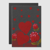 バレンタインデー、赤いハート、灰色の背景に赤いバラ (正面/裏面)