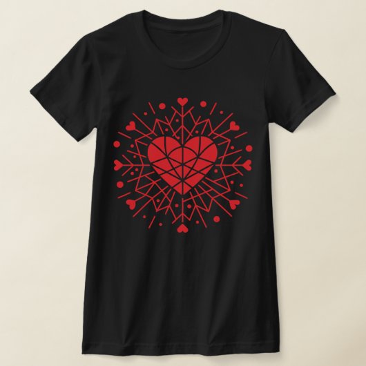 バレンタインデー - 赤いハート - Tシャツ (レイダウン)