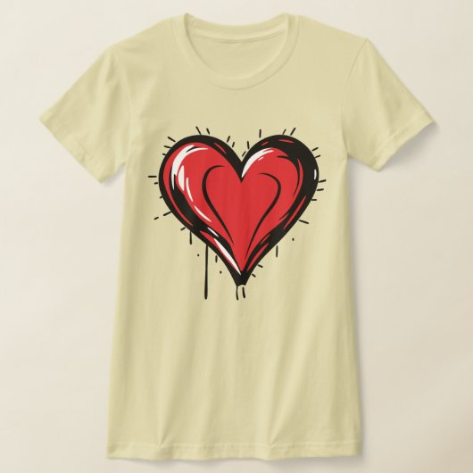 バレンタインデー - 赤いハート Tシャツ (レイダウン)