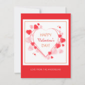 バレンタインデー 赤いピンクのハートのタイポグラフィ シーズンカード (正面)