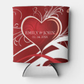 バレンタインデー – 赤と白ハート 缶クーラー (正面)