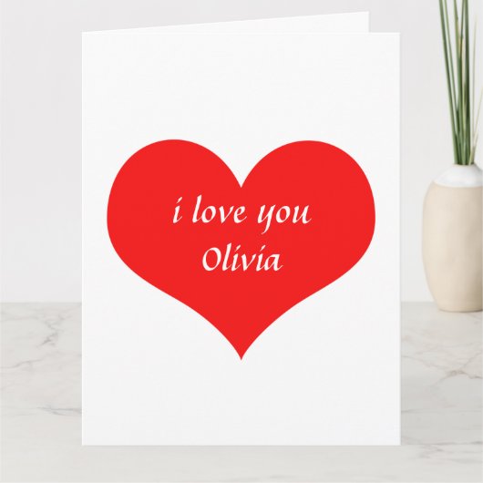 バレンタインデー 赤ハート かわいい オーダーメイド 名前 テキスト カード (正面)