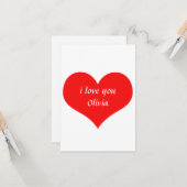 バレンタインデー 赤ハート かわいい オーダーメッセージ テキスト カード (正面/裏面インサイチュ)