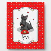 バレンタインデー(赤)スコットランド犬(黒)かわいい フォトプラーク (正面)