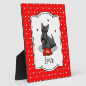 バレンタインデー(赤)スコットランド犬(黒)かわいい フォトプラーク (側面)
