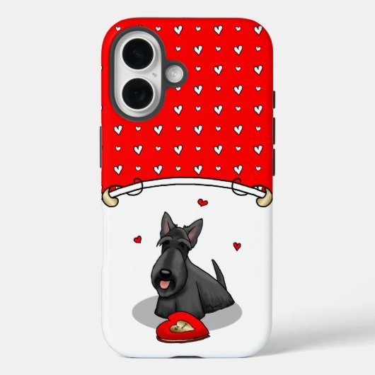 バレンタインデー（赤）スコットランド犬（黒）かわいい Case-Mate iPhoneケース (裏面)