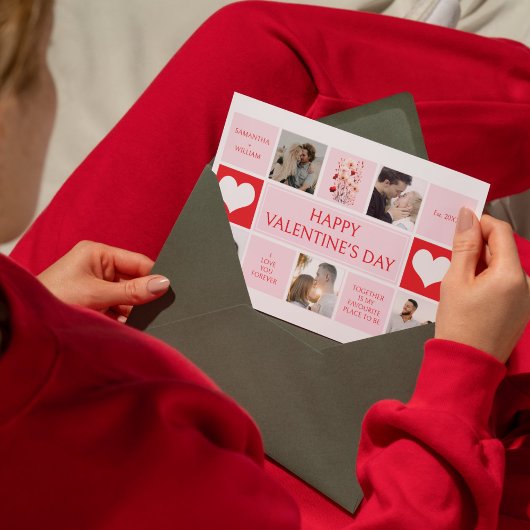 バレンタインデー 5 枚の写真 コラージュ フラット ホリデー カード