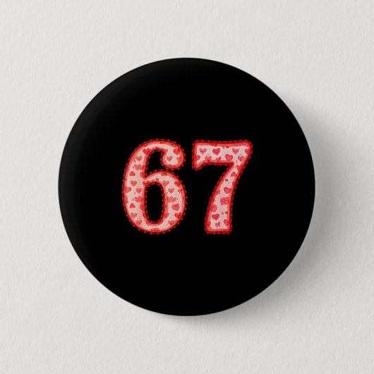 バレンタインデー 67 ハートでいっぱいの面白いミーム S 缶バッジ (正面)