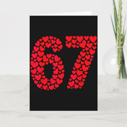 バレンタインデー 67 ハートでいっぱい 面白いシックスセブン カード (正面)