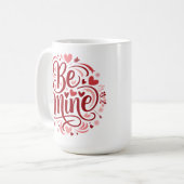 バレンタインデー"Be Mine"タイポグラフィデザイン コーヒーマグカップ (正面左)