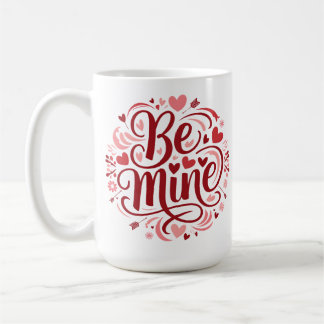 バレンタインデー"Be Mine"タイポグラフィデザイン コーヒーマグカップ