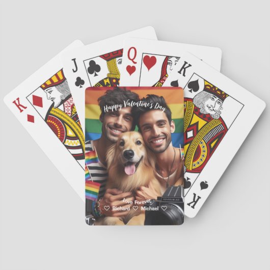 バレンタインデー | LGBT赤いハートカスタム写真 トランプ (裏面)