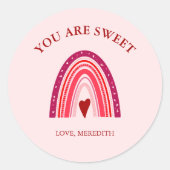 バレンタインデーBoho Rainbow You are sweet ラウンドシール (正面)
