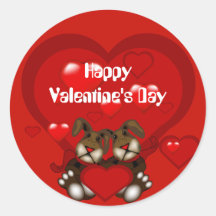 バレンタインデーBunnyカップルハートスモールステッカー