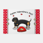 バレンタインデーDachshund （ブラック&タン） – かわいい犬 ドアマット (正面)