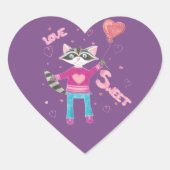 バレンタインデーkid raccoonスタンプ ハートシール (正面)